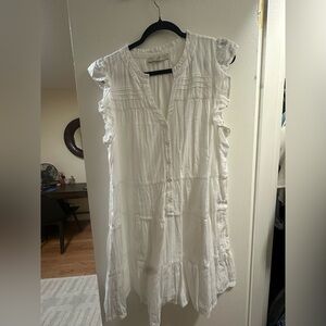Loft White Ruffle Sleeve Dress
